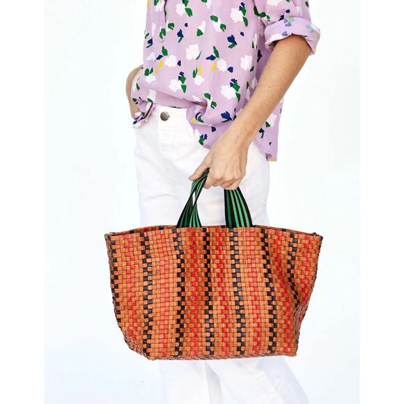 Clare V. Bateau Tote Bag Plaid Woven Checker - Picture 1 of 11